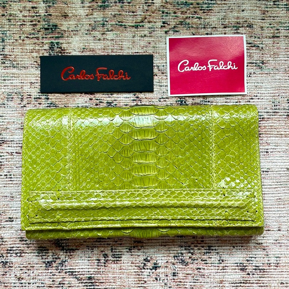 Carlos Falchi Genuine Python Clutch with Chain